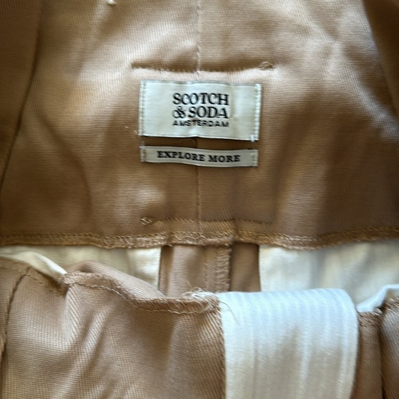 Scotch & Soda Amsterdam Daisy trouser pants sz M tan waist tie great pre owned - Picture 3 of 7